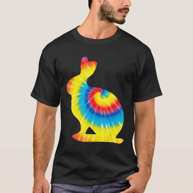 Camiseta Tie Dye Pika Rainbow Impressão Rock Rabbit Hippie  (Frente)