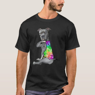 Camiseta Tie Dye Pitbull Eu amo mamãe Pitbull Tattoo Mãe