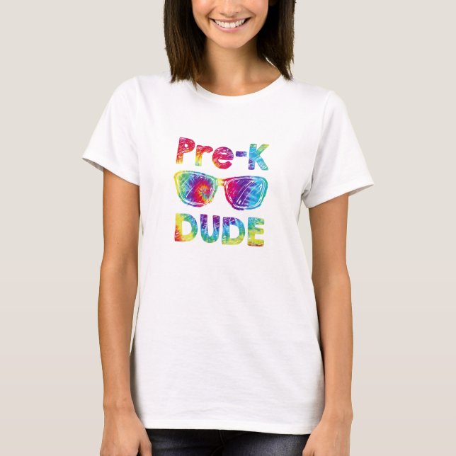 Camiseta Tie Dye Pre K Dude Professores De Volta (Frente)