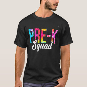 Camiseta Tie Dye Pre K Squad Teacher Student 100 Dias De Sc