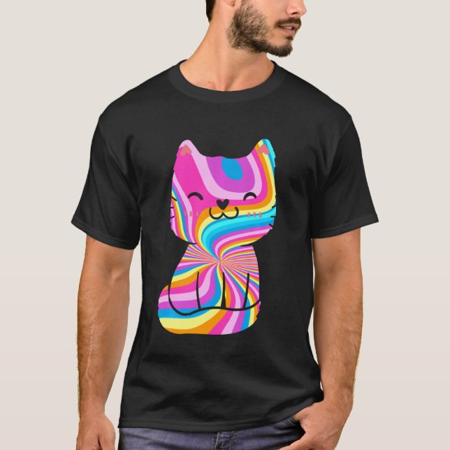 Camiseta Tie-Dye Psychedelic Proprietário do Gatinho Furry  (Frente)