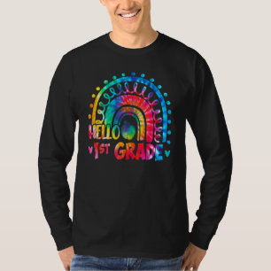 Camiseta Tie Dye Rainbow Alô Primeira Professora Da Classe 