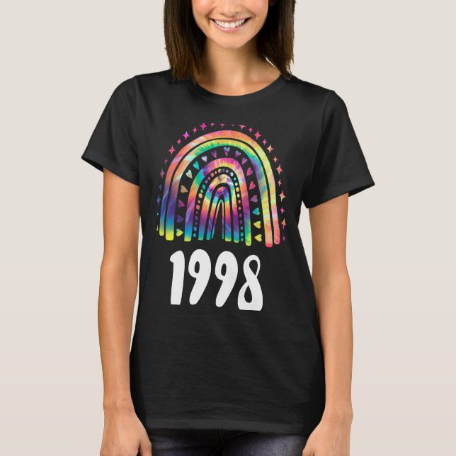 Camiseta Tie Dye Rainbow Year Of Birth 1998 Birthday (Frente)