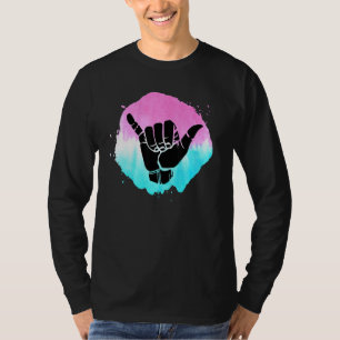 Camiseta Tie-Dye Shaka Mão Perda Cor Do Arco-Íris Dica