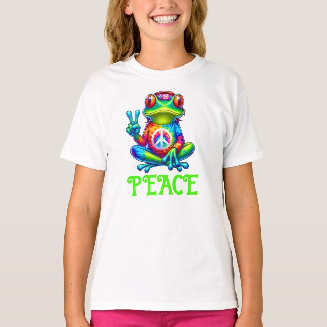 Camiseta Tie Dye Sinal de Paz do Sapo de Árvore (Frente)