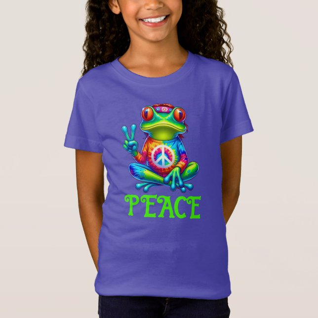 Camiseta Tie Dye Sinal de Paz do Sapo de Árvore (Frente)