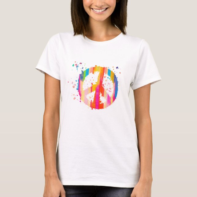 Camiseta Tie-Dye Sinal de Paz Hippie Bohemian - Símbolo do  (Frente)