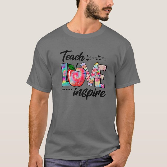 Camiseta Tie Dye Teach Love Inspira Engraçado Professor Lif (Frente)