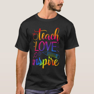Camiseta Tie Dye Teach Love Inspire Engraçado De Volta À Es