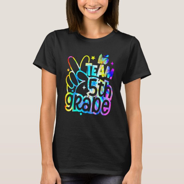 Camiseta Tie Dye Team Fifth 5th Grade Teacher Student Back  (Frente)