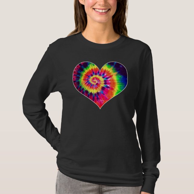 Camiseta Tie Dyed Valentine's Day Shirt Cute Tye Dye Heart (Frente)