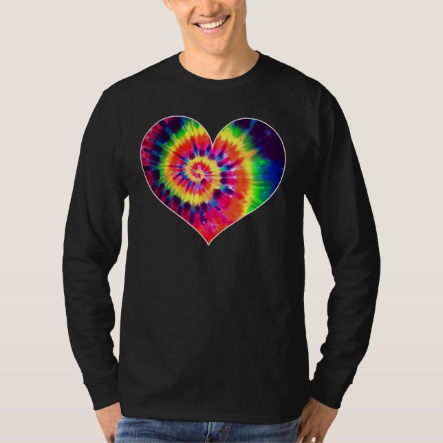 Camiseta Tie Dyed Valentine's Day Shirt Cute Tye Dye Heart (Frente)