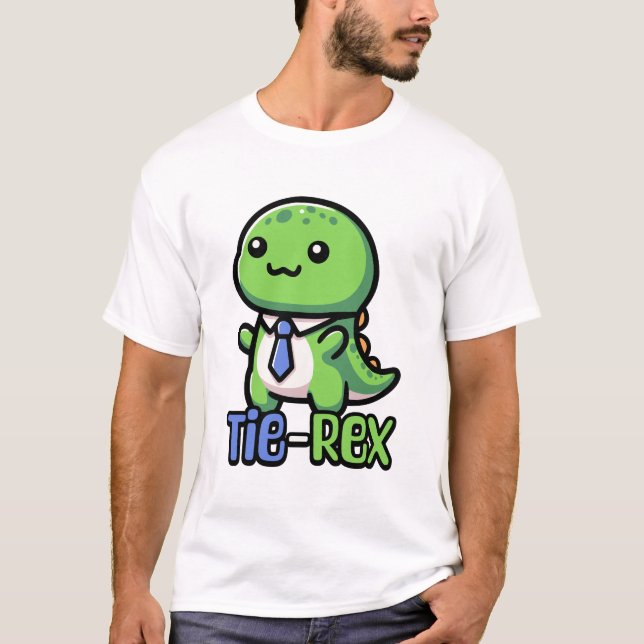 Camiseta Tie Rex! Bonito Tie Vestindo Dinossauro Pun (Frente)