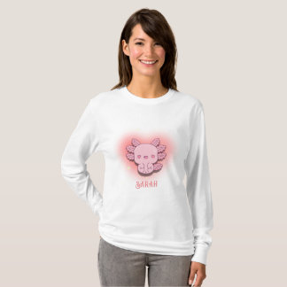 Camiseta Tierno Ajolote Kawaii con Corazones Brillantes