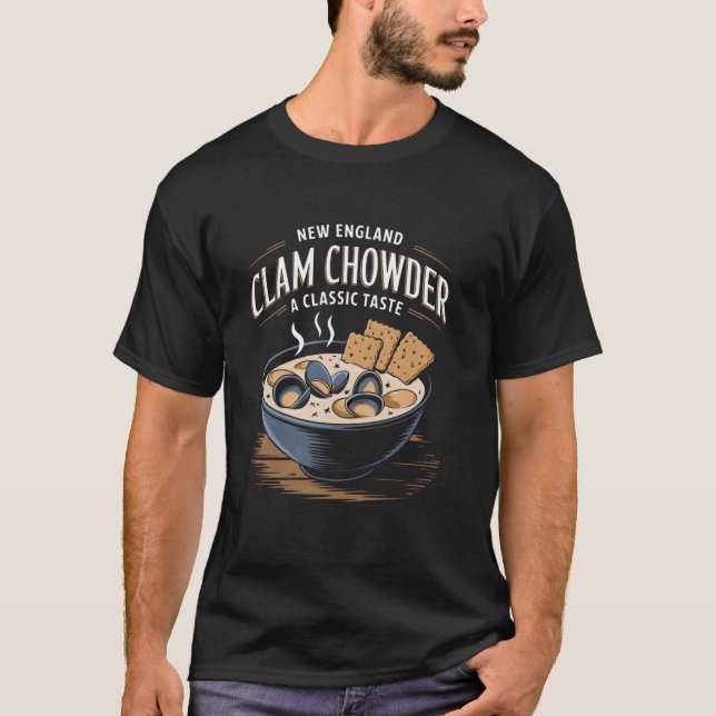 Camiseta Tigela de Clam Chowder u2013 Comida Costeira da No (Frente)