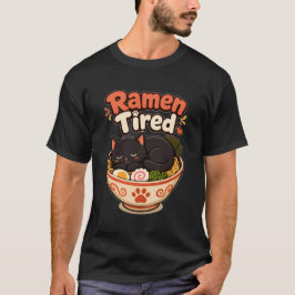 Camiseta Tigela de Macarrão Ramen Cansado Fofo Kawaii