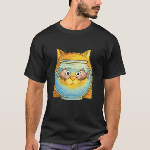Camiseta Tigela de peixe engraçada de gato, animal amante d