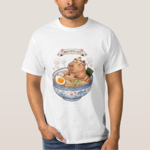 Camiseta Tigela de Ramen de Capivara Fofa Japonês Kawaii An