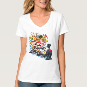 Camiseta Tigela de Ramen Fofo Máquina de Remar Cartoon Fitn