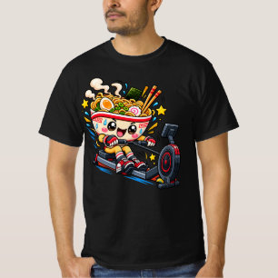 Camiseta Tigela de Ramen Fofo Máquina de Remar Cartoon Fitn