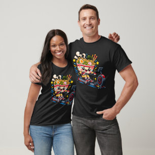Camiseta Tigela de Ramen Fofo Máquina de Remar Desenho Fitn