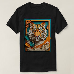 Camiseta Tiger 3D Paper Art Design T shirt