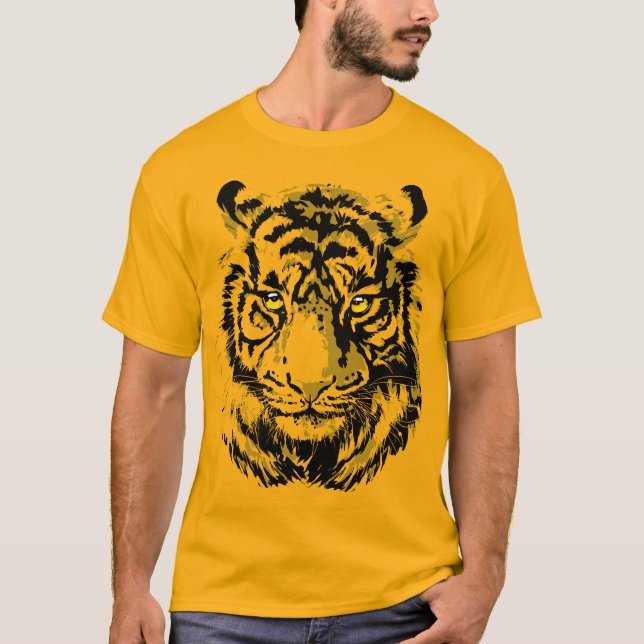 Camiseta Tiger amarelo | Face Colorida De Tigre (Frente)
