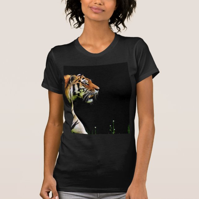 Camiseta Tiger Aproximando-se - Trabalho de arte animal sel (Frente)
