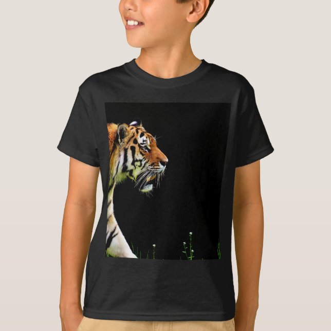 Camiseta Tiger Aproximando-se - Trabalho de arte animal sel (Frente)
