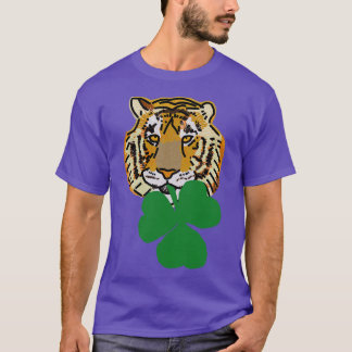 Camiseta Tiger Biting Shamrock para Dia de São Patrício