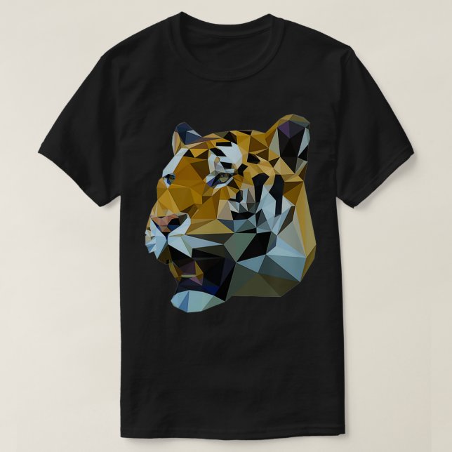 Camiseta Tiger Cat Low Poly Artístico Design (Frente do Design)