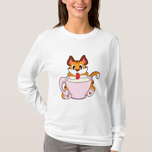 Camiseta Tiger cat with Cup of Milk.PNG (Frente)