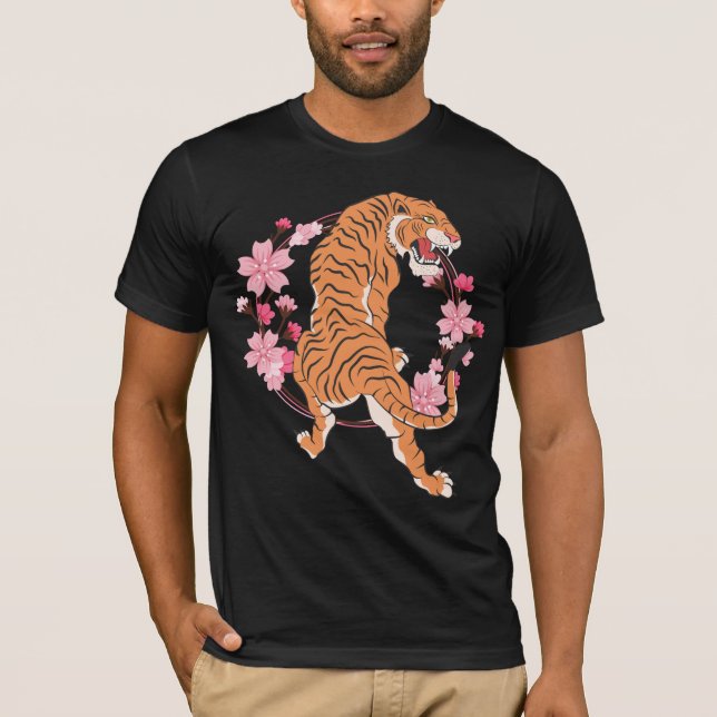 Camiseta Tiger Cherry Blossom - Árvore Sakura Japonesa (Frente)