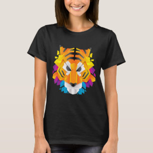 Camiseta Tiger Colorful Tiger Cabeça Arco-Íris Irritado Ban