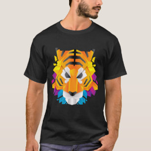 Camiseta Tiger Colorful Tiger Cabeça Arco-Íris Irritado Ban