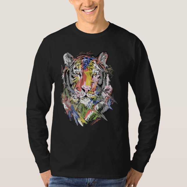 Camiseta Tiger Colourful Art Animal Lovers (Frente)