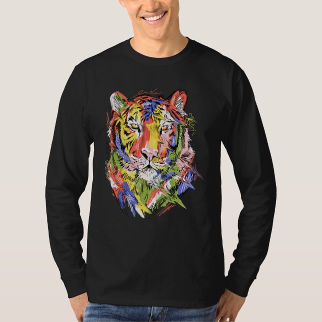 Camiseta Tiger colourful art animal lovers artwork (Frente)