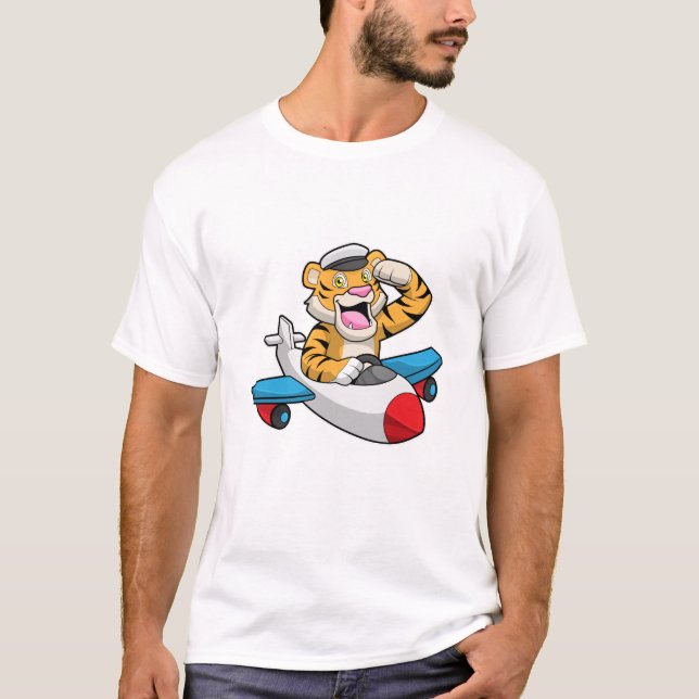 Camiseta Tiger como piloto no avião (Frente)