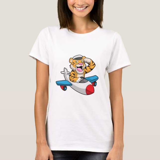 Camiseta Tiger como piloto no avião (Frente)