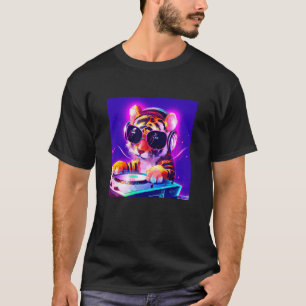 Camiseta Tiger DJ Party Club Disco Jockey Gif EDM Dance Clu