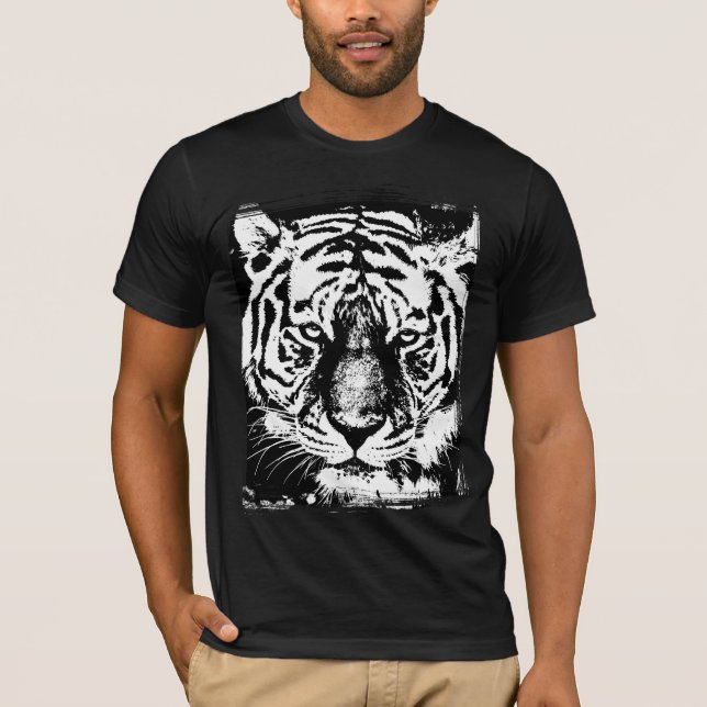 Camiseta Tiger Face Men's Bella+Canvas Short Sleeve Black (Frente)