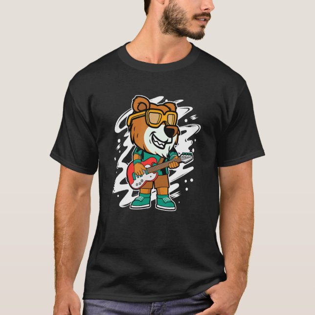Camiseta Tiger Guitarist Cool Guitar Guitarist Electric Gui (Frente)