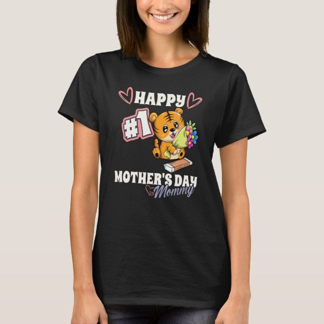Camiseta Tiger Happy First Madre Day Mamãe Bebê (Frente)