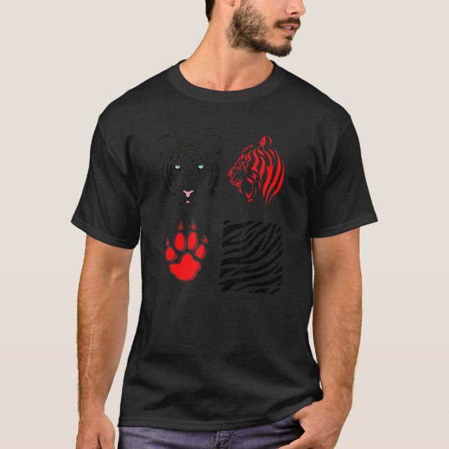Camiseta Tiger Head Cricut Red Tiger Paw com Animais Selvag (Frente)