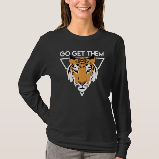 Camiseta Tiger Head Design Vá Pegá-Los Tigre (Frente)