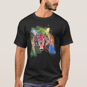 Camiseta Tiger Head Face Colorida Zoo Selvagem Tiger