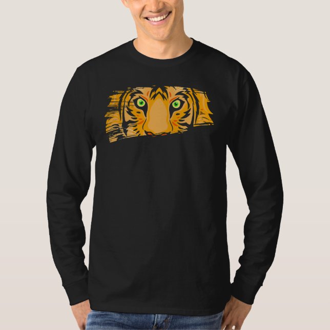 Camiseta Tiger Head Green Eyes Wilderness Predator (Frente)