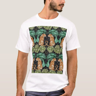Camiseta Tiger Leaves: Selva De Aquarela Sem Costura.