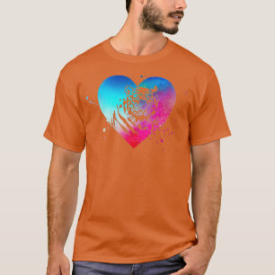 Camiseta Tiger Lover Vintage Space Galaxy Stars Heart Women