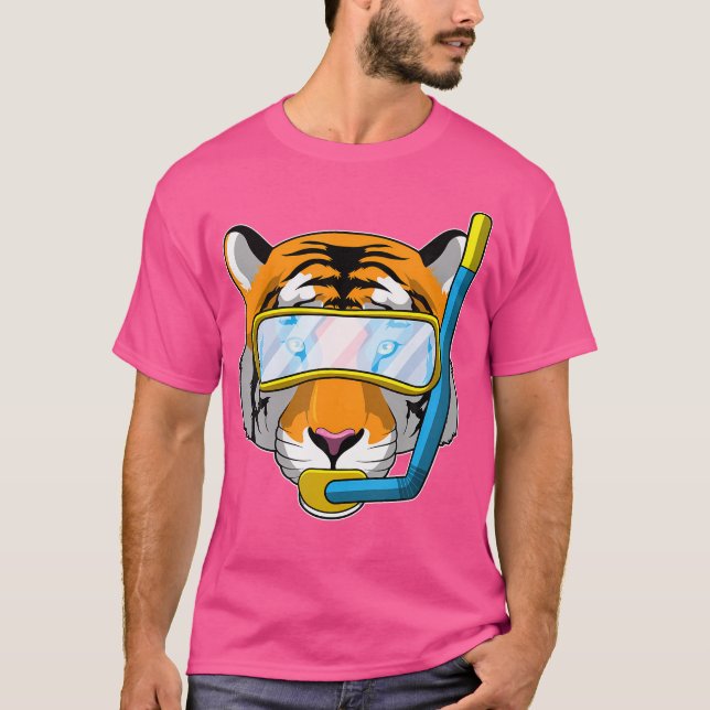 Camiseta Tiger Merging Nadando óculos Snorkel (Frente)